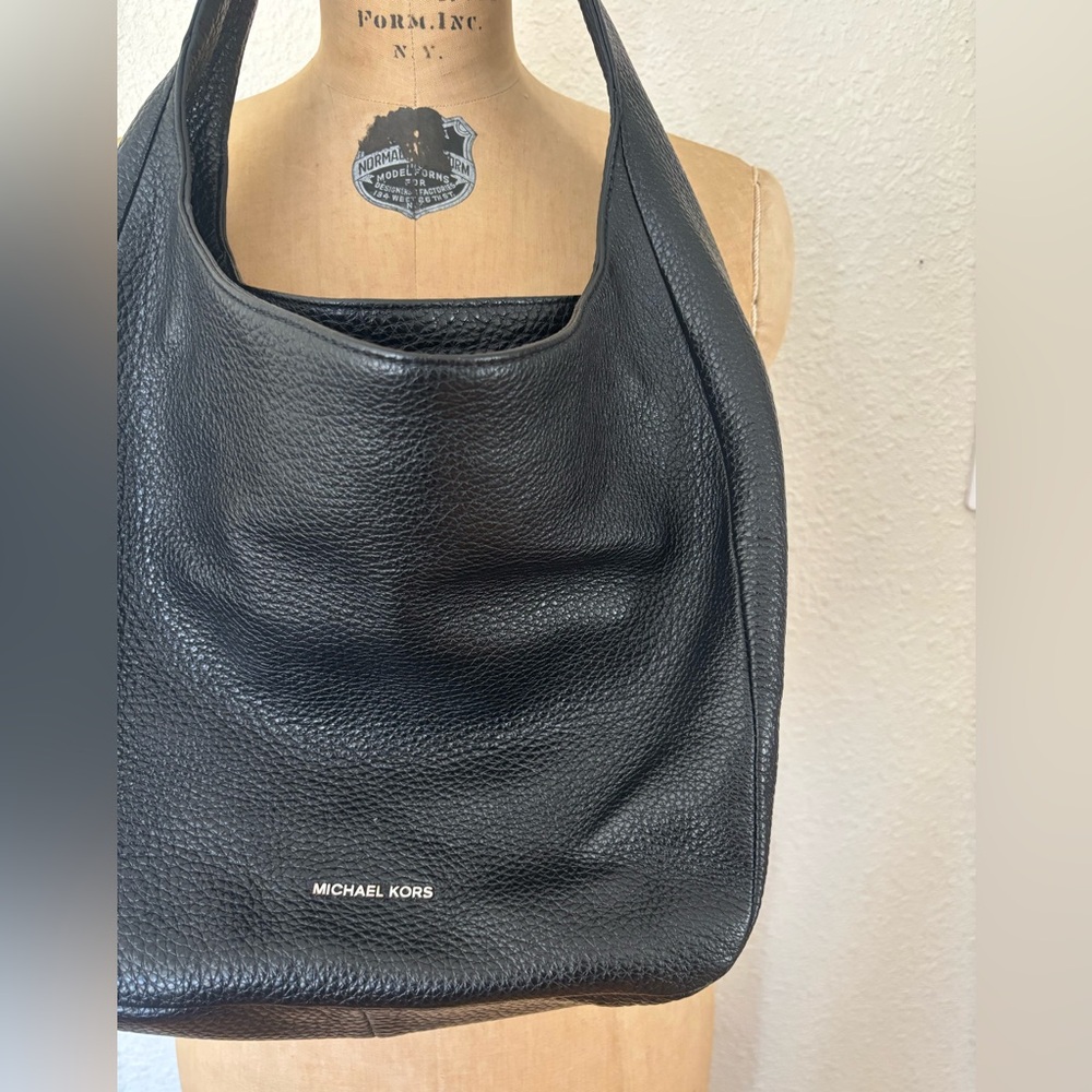 Michael Kors Black Pebbled Leather Shoulder Hobo